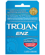 Trojan Enz Spermicidal Lubricated Condoms - Box Of 3 - £9.31 GBP