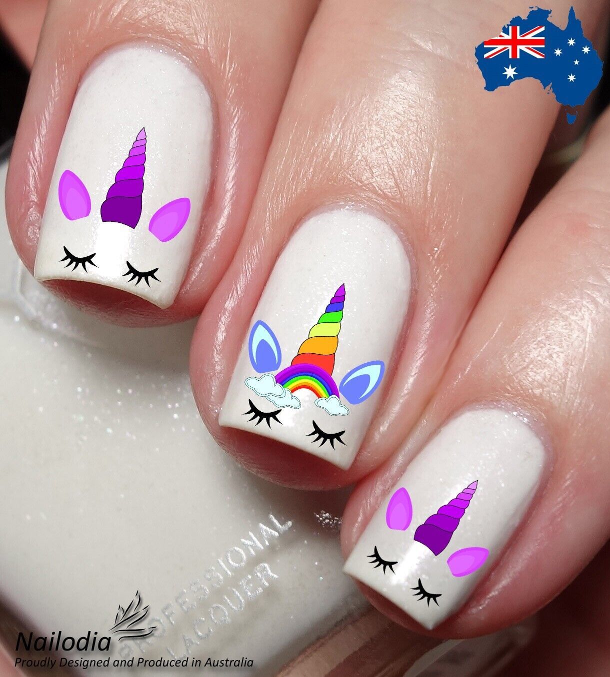 Cute Unicorn Nail Art Decal Sticker Water Transfer Slider