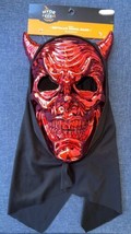 Adult Metallic Red Demon Skull Mask Hyde and Eek Halloween Dress Up NEW Hood - £11.03 GBP