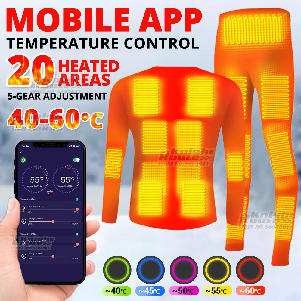 20 Areas Heated Thermal Underwear Motorcycle Heating Jackets Men Women USB Warm - £50.86 GBP+