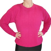 Vintage 80s Pink Textured Sweater Pullover Crewneck Size Small - $28.85