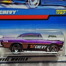 Hot Wheels &#39;57 Chevy Diecast 787 Metal 1:64 Purple 1997 VTG Mattel Wheels  - £6.96 GBP