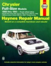 HAYNES REPAIR MANUAL CHRYSLER FULL-SIZE 1988-93 FWD - £19.69 GBP
