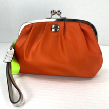 Coach Satin Wristlet Evening Bag Orange Framed Kisslock Small F43364 $128  B16 - £63.11 GBP
