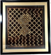 Framed Vintage African Kuba Raffia Textile – Congo Tribal Art – 27.5x25.5” - €187,13 EUR