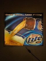 RARE 2006 MILLER LITE BEER POURING BOTTLE MOTION LIGHTED SIGN 29&quot;x25&quot; WO... - $246.51