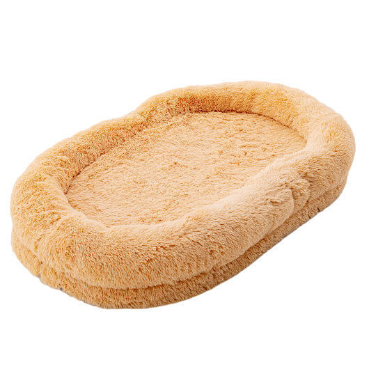 Primary image for Washable Fluffy Human Dog Bed with Soft Blanket and Plump Pillow-Brown
