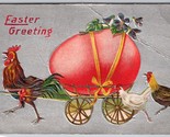 Easter Greetings Fantasy Exaggerated Egg on Cart Chickens UNP DB Postcar... - $6.88