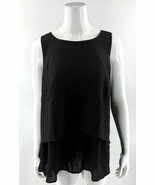 Alfani Womens Tunic Top Size 16 Layered Black Textured Back Zip Sleeveless - €22,25 EUR