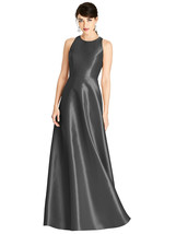 Alfred Sung 746...Sleeveless Open-Back Satin A-Line Dress...Pewter...Size 6 - $92.15