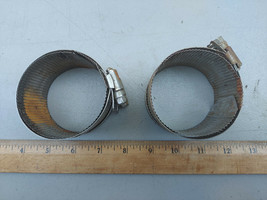 21SS68 PAIR OF STAINLESS STEEL BAND CLAMPS, WIDE, 2-3/4&quot; MAX ID, NO RUBB... - $3.91