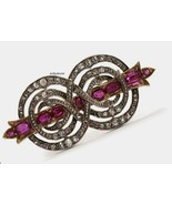 Antique Victorian Rose cut Diamond And Ruby Silver Brooch, Edwardian brooch - $5,493.01 MXN