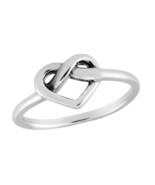 Tangled Infinity Heart Knot Sterling Silver Band Ring-7 - £9.38 GBP