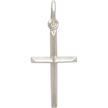 Sterling Silver Cross Charm with Raised Ridges 23x10mm - $355.04 MXN