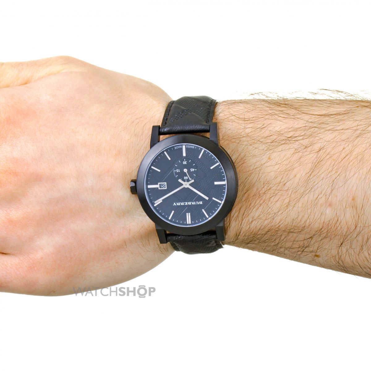 Brand New Burberry Watch Swiss Made Black Leather BU9906