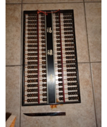 Vintage Large Chinese Wooden Abacus with Brass Corners &amp; Hand-Painted Ch... - €233,62 EUR
