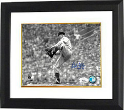 Bob Feller signed Cleveland Indians MLB Cooperstown B&W 8x10 Photo Custom Framed - $98.95