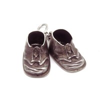 Vintage Sterling Silver 3D BABY SHOES &quot;Booties&quot; Dangle Charm Pendant 1940s - $35.00