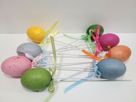 Easter Pastel Speckled Egg Picks Ornaments Wreath Home Decor Set of 8 - $350.43 MXN