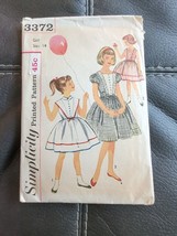 Girls One Piece Dress Sewing Pattern Simplicity 3372 1950&#39;s Size 14 Cut ... - $17.09