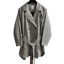 Lauren Conrad Jacket Womens 1X Blue Plaid Lined Belted Lightweight Prepp... - $39.40