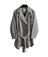 Lauren Conrad Jacket Womens 1X Blue Plaid Lined Belted Lightweight Prepp... - $55.29 CAD