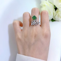 100% 925 Sterling Silver 7*7  Emerald Geometric Rings High Carbon Diamond For Wo - £26.02 GBP
