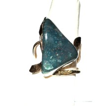 Modernist Orvelo, Taxco 925 Sterling Silver Vermeil And Bloodstone Ring Size Sky - £61.29 GBP