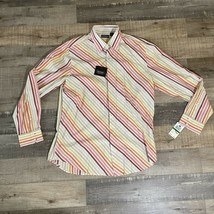 Vintage NWT Reunion Button Up Shirt XL Multicolor  Stripe Long Sleeve Ca... - $14.88