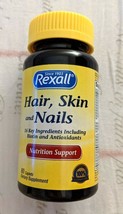 Rexall Hair Skin &amp; Nails Biotin Vitamin D Biotin Collagen Zinc Antioxidant 60CT - £7.13 GBP