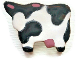 Jersey Milk Cow Brooch Pin Figure Farm Animal 1.5” Black White - $14.99
