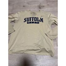 Nike Suffolk Rams Long Sleeve Shirt Mens Tan Performance Sz L Boston NCAA - $18.76