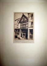 William Allison Turner Providence House Chester England Signed Engraving ca1920 - £34.17 GBP