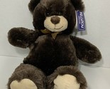 KellyToy plush teddy bear soft dark brown tan feet w/tags gold bow ribbo... - $14.84