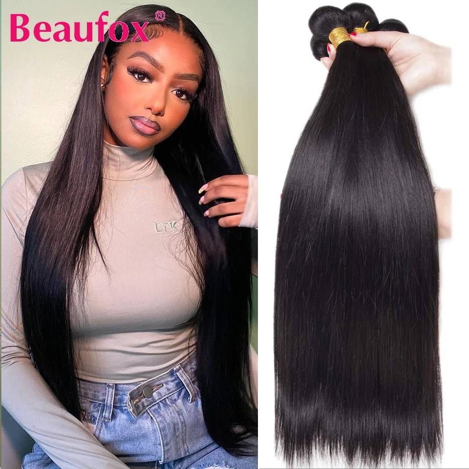 Beaufox Straight Human Hair Bundles 32 inches 3/4 Bundles Deal Brazilian Hair - £26.86 GBP+