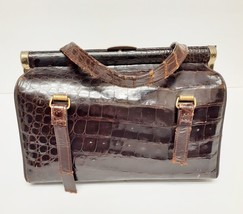 Vintage Brown Alligator Bag Box Purse Handbag - £46.30 GBP