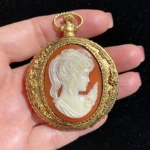 Vintage Max Factor Cameo Compact Metal Pocket Watch Style Translucent Po... - $54.95