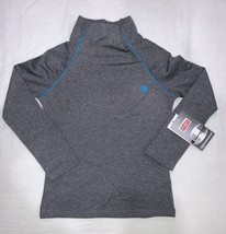Champion Girl Cold Gear Mock Neck Long Sleeve Fleece Lined Thermal Gray/Blue XS - £11.72 GBP