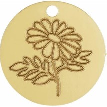 14k Yellow Gold Engraved Birth Flower Dangle - £175.62 GBP