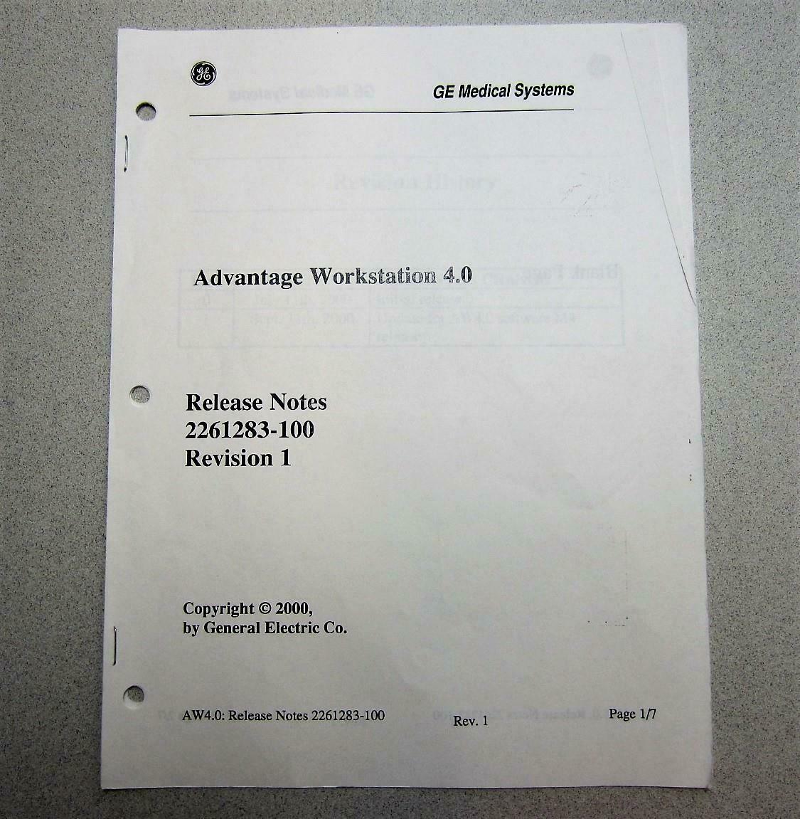 GE Medical 2261283-100 Release Notes Rev 1 - $10.07