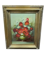 Vintage 80&#39;s M.Jordan Framed Signed Original Painting Floral Still Life ... - $374.22