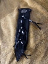 Hair Glove 9&quot; Black  Leather Ponytail Holder Wrap Biker Horse Riding With Tassel - £26.99 GBP