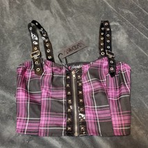 Dolls Kill Widow Emo Punk Rave Plaid Bustier Top  S - £23.97 GBP