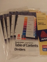 Avery 11850 8 Tab Table Of Contents Ready Index Dividers 4 Sealed Packs - $19.99