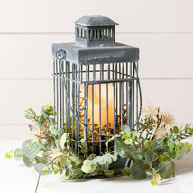 Square Cage metal Lantern in Weathered Zinc - £41.56 GBP