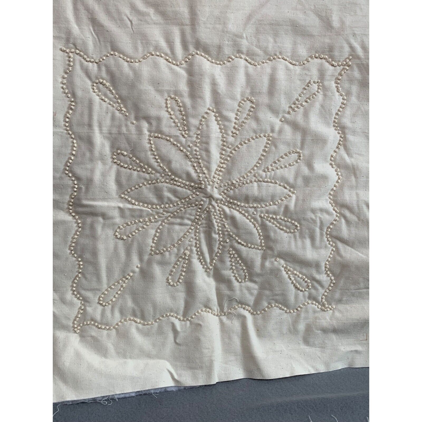 18 x 18 Snowflake Candlewicking Cotton Muslin Quilt Block Stamped Pattern - $8.09