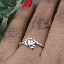 Real Sterling Silver Lotus Shape Women Finger Ring - £14.65 GBP