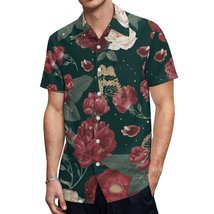 Mondxflaur Classic Flowers Button Down Shirts for Men Short Sleeve Pocket - £20.72 GBP