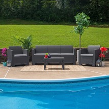 With All-Weather Light Gray Cushions, The Flash Furniture Faux Rattan So... - $353.94