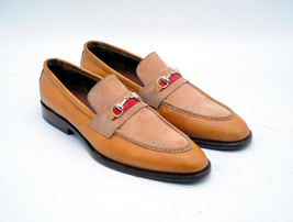 Handmade Leather Two tone Clip Loafers Dress Shoes for Men Custom Made Shoes - £129.06 GBP+
